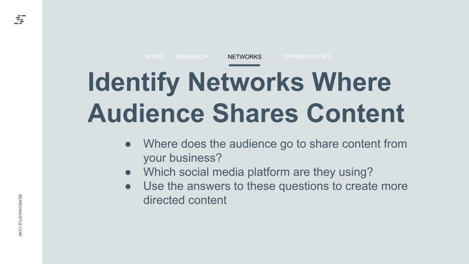 Identify networks where audience shares content