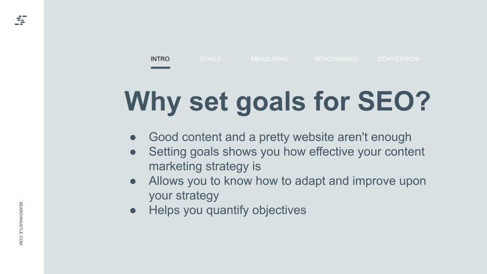 Why set goals for SEO