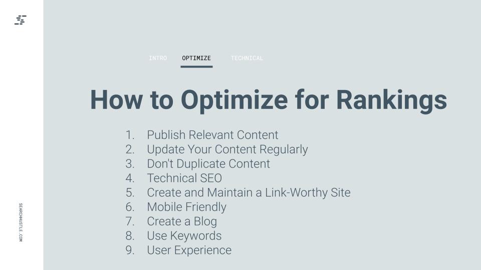 how to optimize for rankings