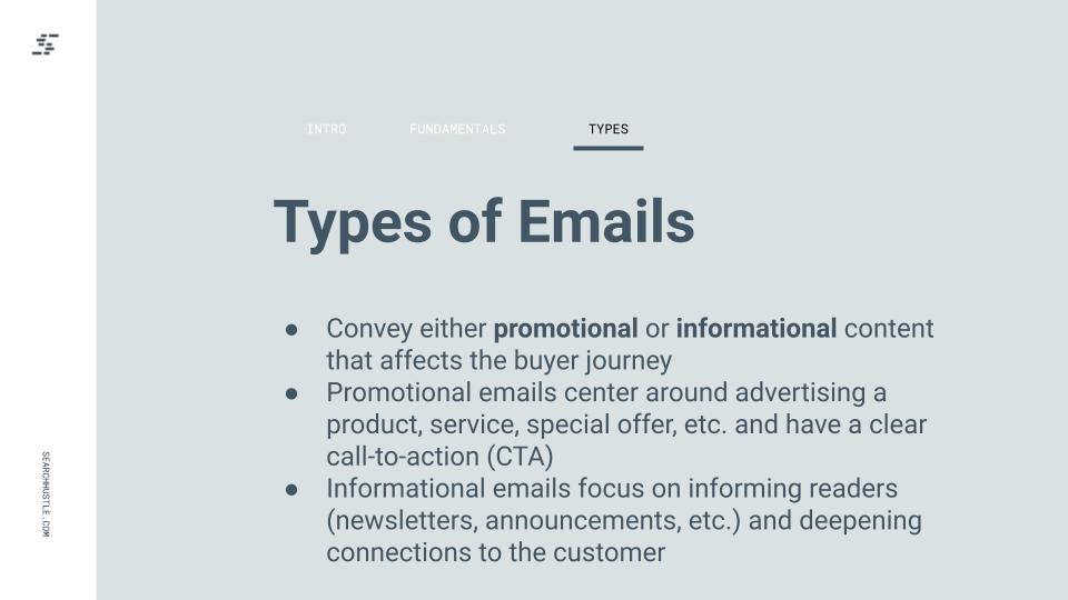 types of emails