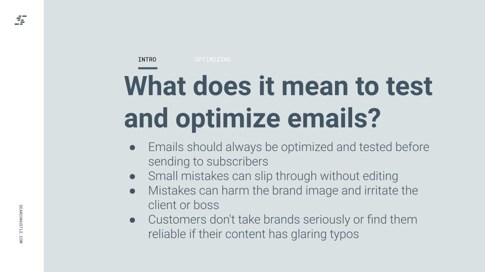 what does it mean to test and optimize emails
