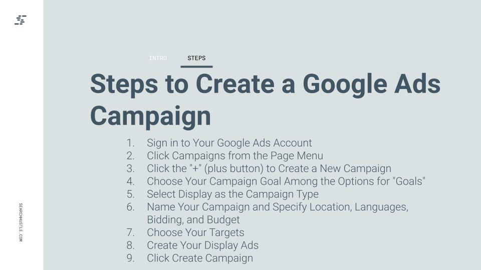Steps to create a Google Ads campaign