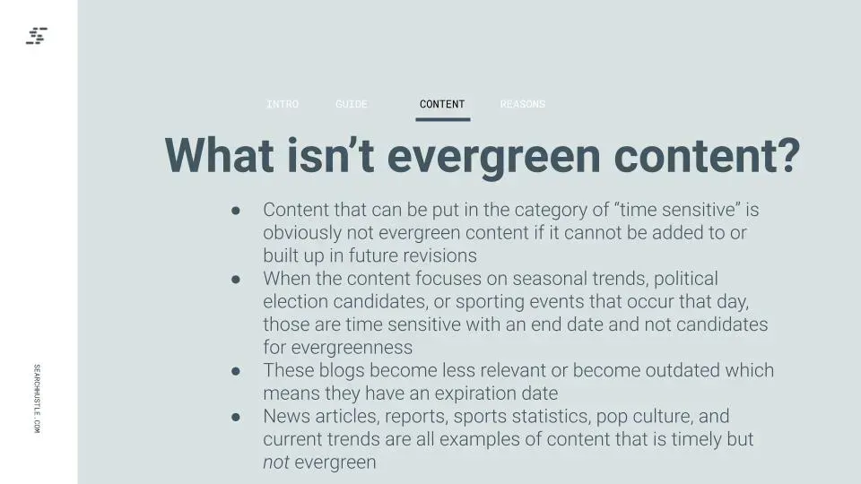 what isnt evergreen content
